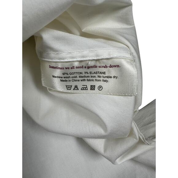 M.M. Lafleur Wilma Poplin Top Size L White NWT V-Neck Short Sleeve Chic *READ - Picture 9 of 9